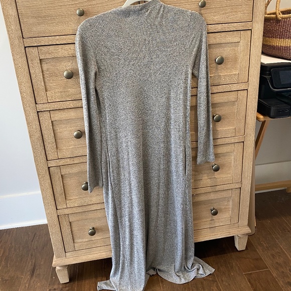 Floor length grey cardigan with pockets - Picture 4 of 4